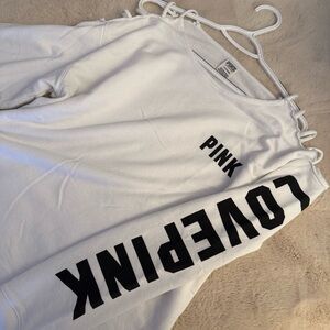 PINK by Victoria Secret White Long Sleeve with Black Lettering